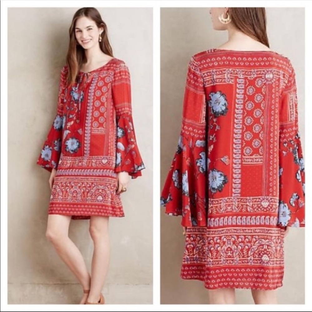 Anthropologie Vanessa Virginia Bell Sleeve Dress
